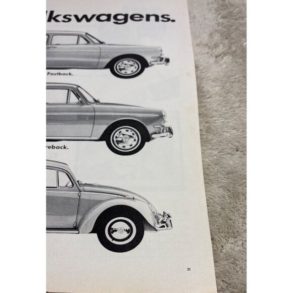 1960s Volkswagen Advertisement Double Page Fastback Squareback & Bug Models - Picture 12 of 12